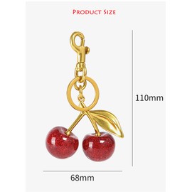 Xansema Cherry Bag Charms,Cute Cherry Keychain Purse Charms for Handbags, Glitter Charms Cherry Accessories for Women Girls (Silver Clip-Red)