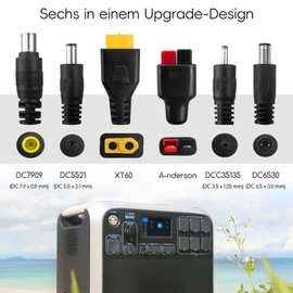 Leehitech 6 in 1 Solar Charging Cable Solar Adapter, Universal Solar Plug to DC5521/DC7909/XT60/DC35135/DC6530 Anderson Adapter Plug, Solar Connector 16AWG Cable for Solar Panel, 1 m