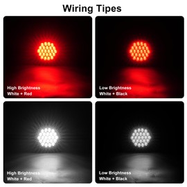 PVerandio 6Pcs 4 Inch Round LED Trailer Tail Lights 24 LED Red Stop Turn Tail Lights Brake Trailer Lights White Backup Reverse Lights w/ 3-Prong Wire Pigtails for Trucks IP67 Waterproof 12V