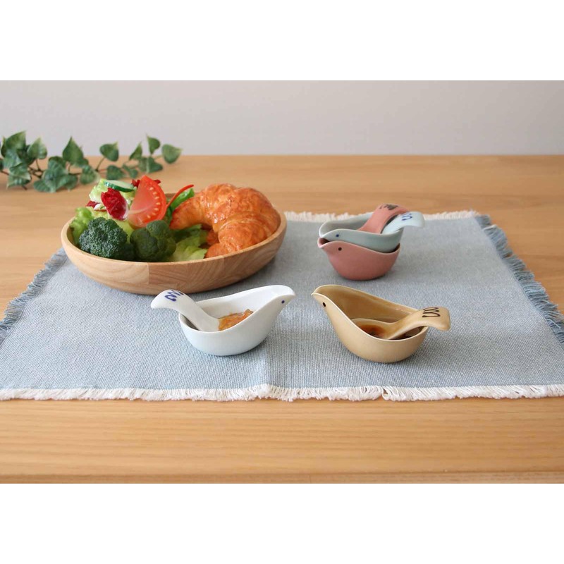 World Create viv Hasamiyaki Sauce Pot & Spoon, Beige Kotori