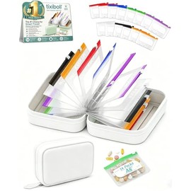 Juego de 14 bolsas impermeables para pastillas en el interior, carpeta organizadora de pastillas de viaje con bolsas con cierre de 14 días, sistema de