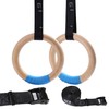 YOELVN Wooden Gymnastic Rings with Adjustable Number Suspension Trainer Straps