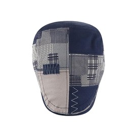 HIQIU Flat Cap Men's Flat Cap Barret Cap, Peaked Cap Men's Patchwork Beret Hat Gatsby Newsboy Cap Golfer Hat, Blue-A