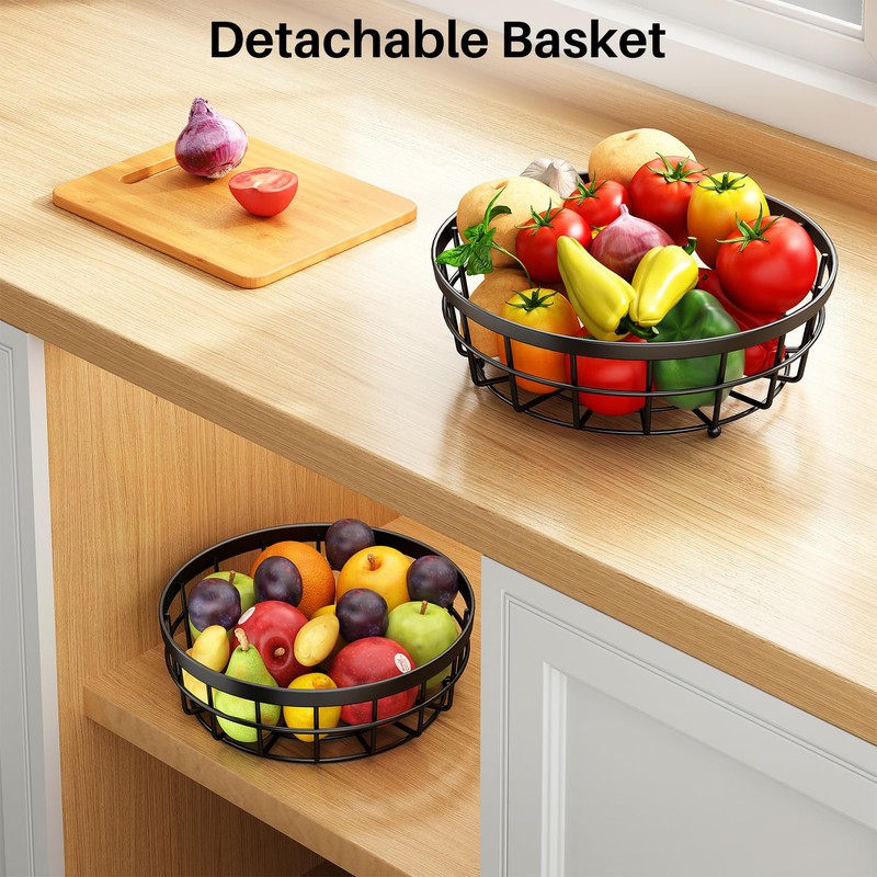SAYZH 2-Tier Fruit Basket Bowl Vegetable Storage with Dual Banana