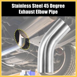 REPAIROCK 1 Pcs OD 2 Inch 45 Degree Mandrel Bend Elbow SS304 Stainless Steel Bend Tube Exhaust Elbow Pipe for Car Modified Exhaust System Piping Silver Tone Auto Replacement Parts
