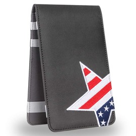 Craftsman Golf Leather USA Flag Star Gray Scorecard Holder Yardage Book Cover Golf Accessories Also can Customize Your Name (US Size)