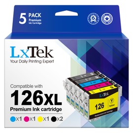 LxTek Remanufactured Ink Cartridge Replacement for Epson T126 126 to use with Workforce 545 645 845 630 840 WF-7510 WF-3520 WF-3540 WF-3530 WF-7510 Printer (5-Pack)