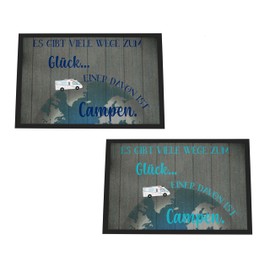 Motorhome Camperglück Doormat - Non-Slip Door Mat with Camping Motif | Machine Washable | Perfect for Campers and Outdoor Lovers | Two Sizes