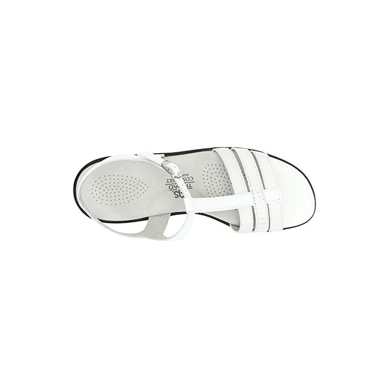 SAS Capri T-Strap Comfort Sandal White Multi 7 WW -