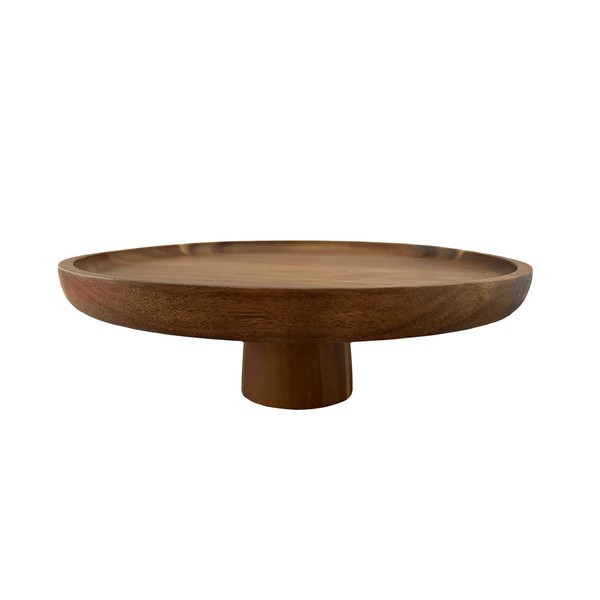 1pc Acacia Wood Serving Tray Round High Kick Display Serving
