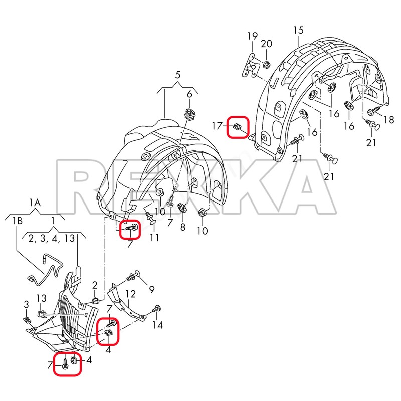 Rexka 20 Sets T25 M5 Fender Liner Bumper Cover Splash