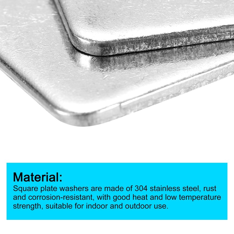 sourcing map Square Washer, 20Pcs M10x30x30x3mm 304 Stainless Steel Square