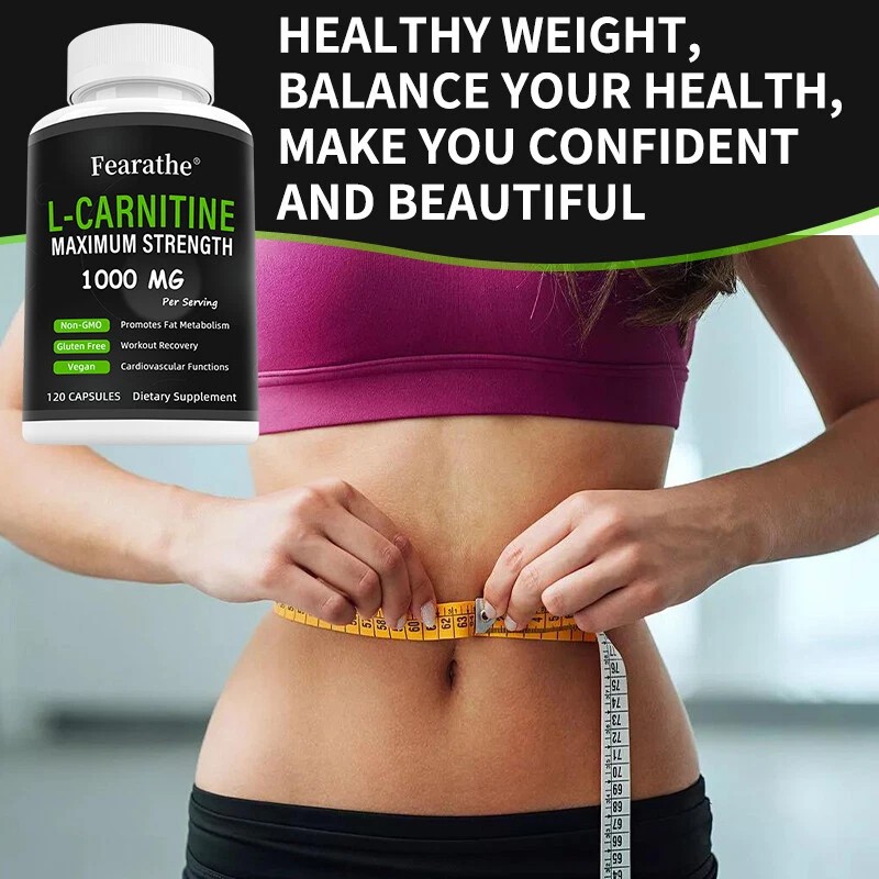 L-Carnitine 1000mg Maximum Strength Capsules - Non-GMO and Gluten Free