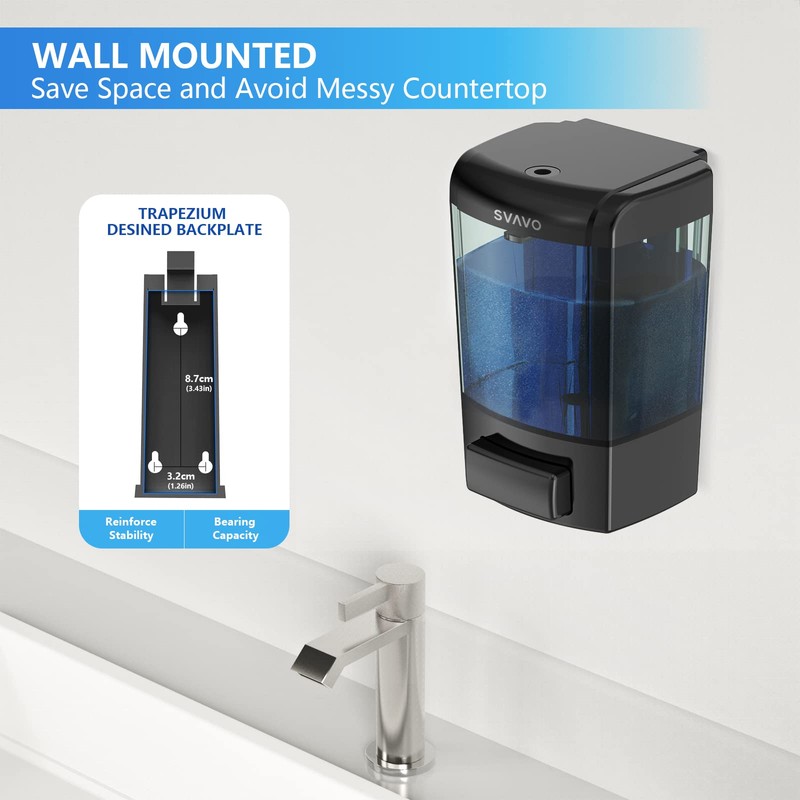 SVAVO Wall Mounted Soap Dispenser Kitchen Bathroom Manual Soap Dispenser