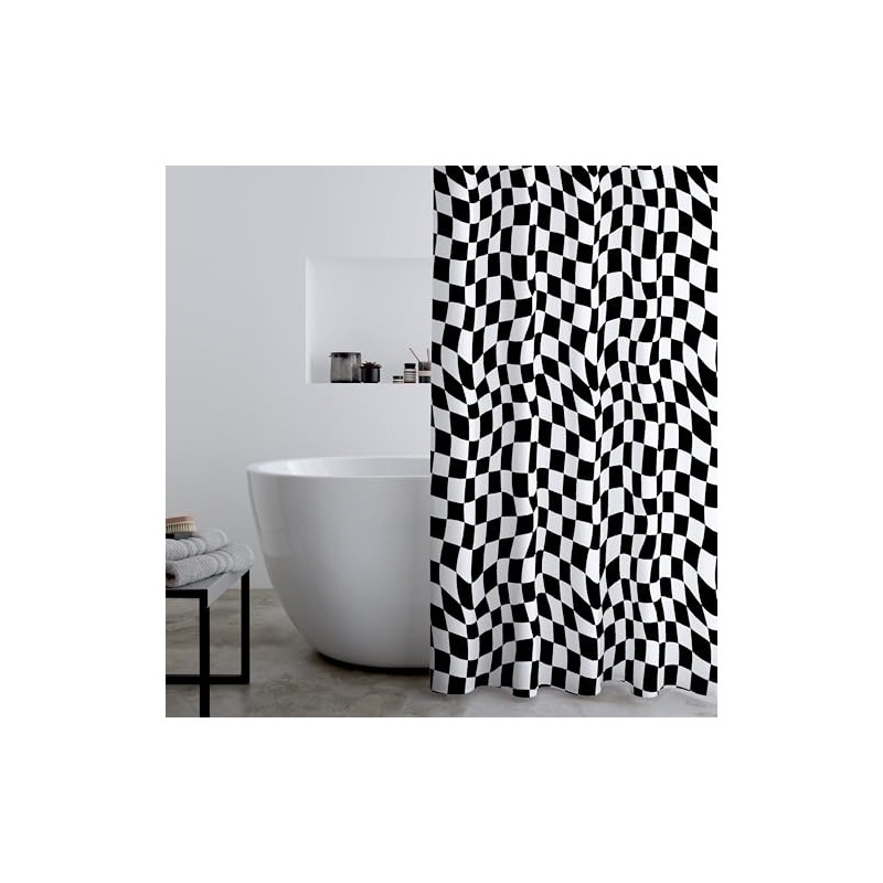 Catherine Lansfield Checkerboard 180 x 180 cm Shower Curtain Panel