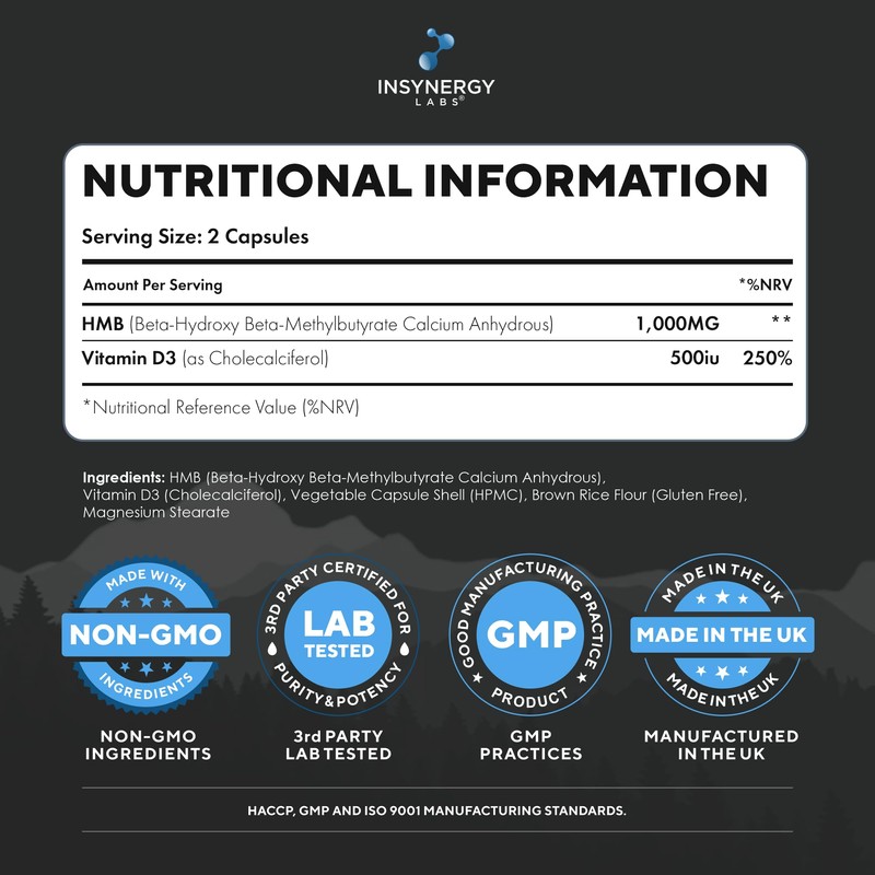 Insynergy Labs HMB Pro 1,000mg & Vitamin D (Superior Absorption