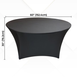 Trimming Shop Spandex Tablecloth 5ft Round Shape Dry Bar Stretchable Table Cover for Wedding & Birthday Parties, Banquet, Home & Event Decoration, Black, 1pc