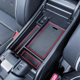 TACORBO Center Console Organizer Compatible with Honda HRV 2023 2024 2025 Accessories, Armrest Secondary Storage Box, HR-V EX/EX-L/LX/SE/Sport/Touring Interior ABS Insert Tray Red Trim