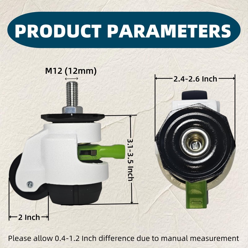 4-Pack Heavy-Duty Stem Casters with Retractable Wheels 2200 Lbs Total