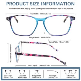 Progressive Multifocus Reading Glasses for Women Men Blue Light Blocking Anti Eyestrain Readers (4C, 2.5, x)