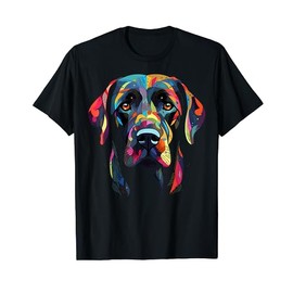 Labrador Retriever Colorful Dog Face Funny Lab Lover Black T-Shirt