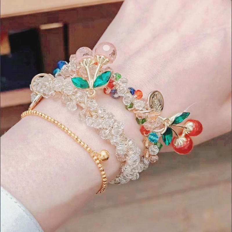 EZ PEACH 髪ゴム キラキラと輝 さくらんぼ 髪飾り おしゃれ ヘアアクセサリー ヘアゴム ファッション