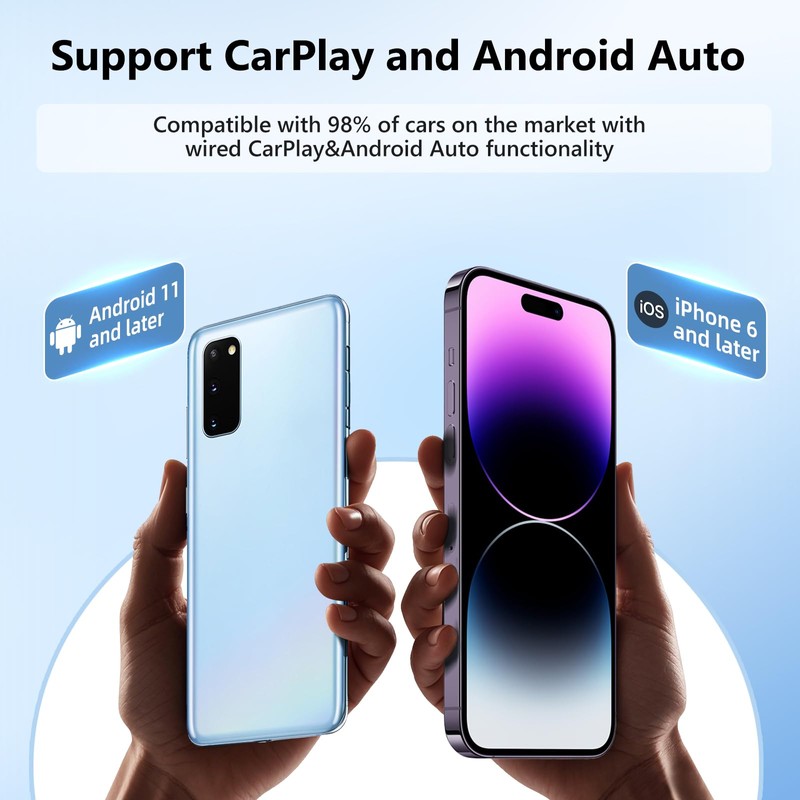 Motorsi Wireless Carplay/Android Car Adapter, 2-in-1 Converts Factory Wired to