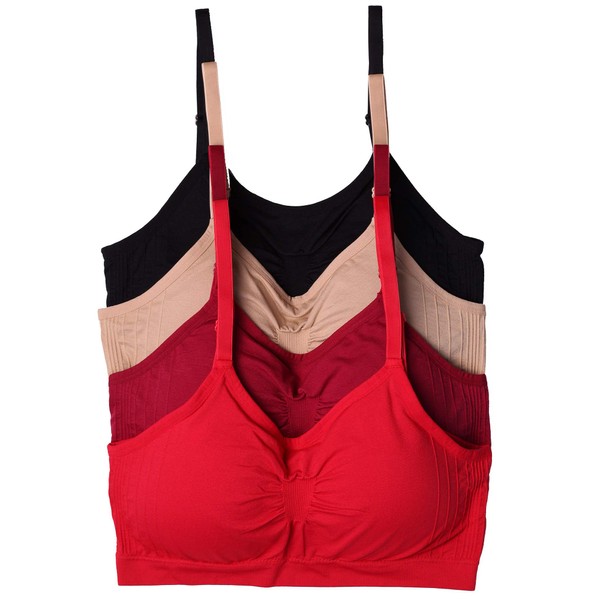 Kalon 4 Pack Nylon Spandex Removable Pads Comfort Bras Ext