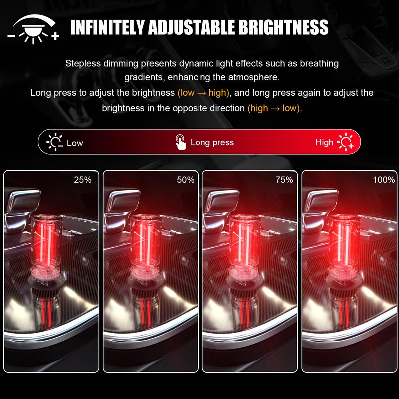 PSEQT USB Car Retro Interior Lights, Touch Dimming Mini Neon