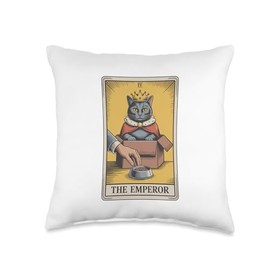 Cat Tarot Card The Emperor Cat In Box Lover Funny Cat Throw Pillow