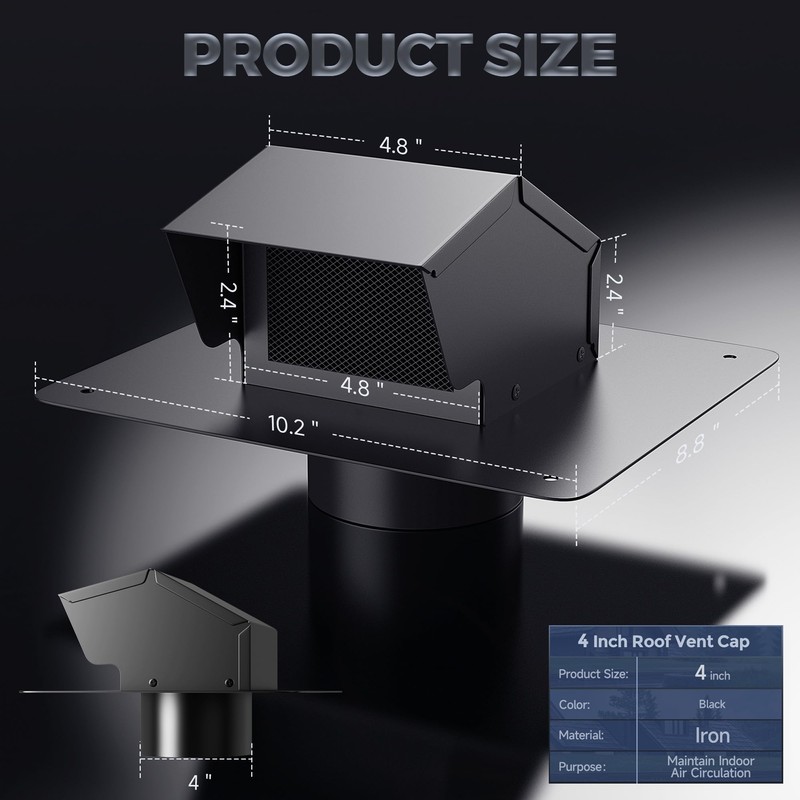 4 Inch Roof Vent Cap Bathroom Exhaust Roof Vent with