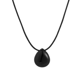 SIMPLÍ BASIC Natural Black Stone Agate Pear Drop Black Cord Necklace, Perfect Jewellery Womens gift sets, Unisex Necklaces with Gift Box