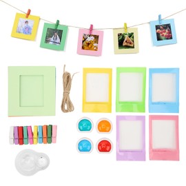 Photo Picture Frame Set for Instax 12 Instant Camera, 3 Inch Colourful Plastic Photo Frame + Hanging Paper Photo Frame + Colour Filter + Selfie Lens and More Bundle