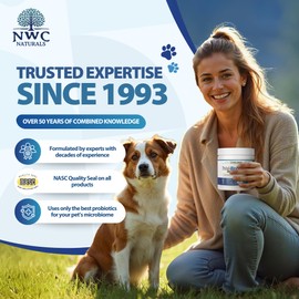 NWC Naturals Total-Biotics, Cat & Dog Probiotics for Digestive Health with Prebiotic, Unflavored Probiotic for Dogs & Cats, Supplement for Gut, Skin, Coat, Stomach Relief, 100 Servings, 2.22 Ounces