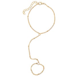 Golden Hand Chain Bracelets for Women, Boho Finger Bracelet with Ring, Adjustable Golden Crystal Jewellery, Minimalist Tennis Bracelet, Cute and Delicate Hand Jewellery for Women and Girls