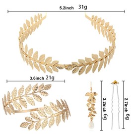 15 Pcs Greek Goddess Costume Accessories Set for Women, Greek Goddess Accessories Fairy Costume Women Costume Jewelry Bridal Hair Jewellery Set Gold Hair Accessories for Toga Party Wedding