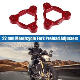 Motoforti 22 mm Red Aluminium Alloy Racing Motorcyclist CNC Fork Preload Adjuster for Most Motorcycles - Pack of 2