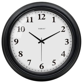 TAHEAT Modern Weiß Schwarz Wanduhr, Lautlos Geräuschlos Rund Batteriebetrieben Wanduhr für Wohnzimmer Schlafzimmer Büro Küche, 25cm