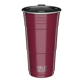WYLD GEAR Wyld Stainless Steel Tumbler Vacuum Insulated Party Cups with Lid, 24 Oz, Maroon