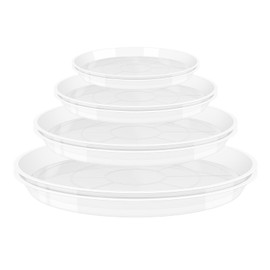 GUGEMEI Plant Saucers 6 8 10 12 Inch, 8 Pack Clear Plastic Plant Trays for Pots, Durable Plant Water Catcher Tray for Indoors Outdoors