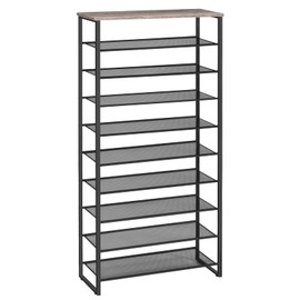 HOOBRO 10-Tier Shoe Rack, Large Capacity Shoe Organizer Shelf, Shoe Storage Unit for 27-36 Pairs of Shoes, for Entryway, Hallway, Closet, Dorm Room, Industrial, Greige BG107XJ01