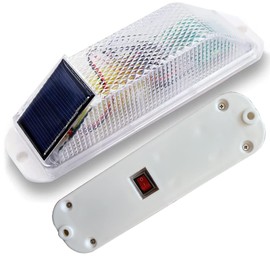 RISOON Solar Strobe Warning Light: Sensitive LED Warning Lamp High Bright Waterproof IP65 Flashing Beacon Barricade Construction Safety Traffic Light for Driveways Dock (Wihte)