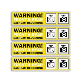 4 x Dashcam Recording Vinyl Stickers - Front & Rear Camera Warning Notice Car Accessories Vehicle Labels Sticker - Size 150mm x 35mm #81679
