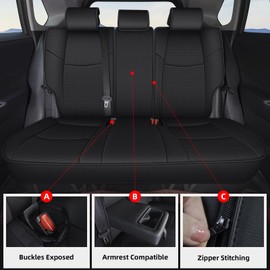 IKABEVEM Seat Covers Full Set Custom Fit for Toyota RAV4 2019-2025: Waterproof Faux Leather Seat Cushion 2 Row 5 Seats Auto Protectors(Black)
