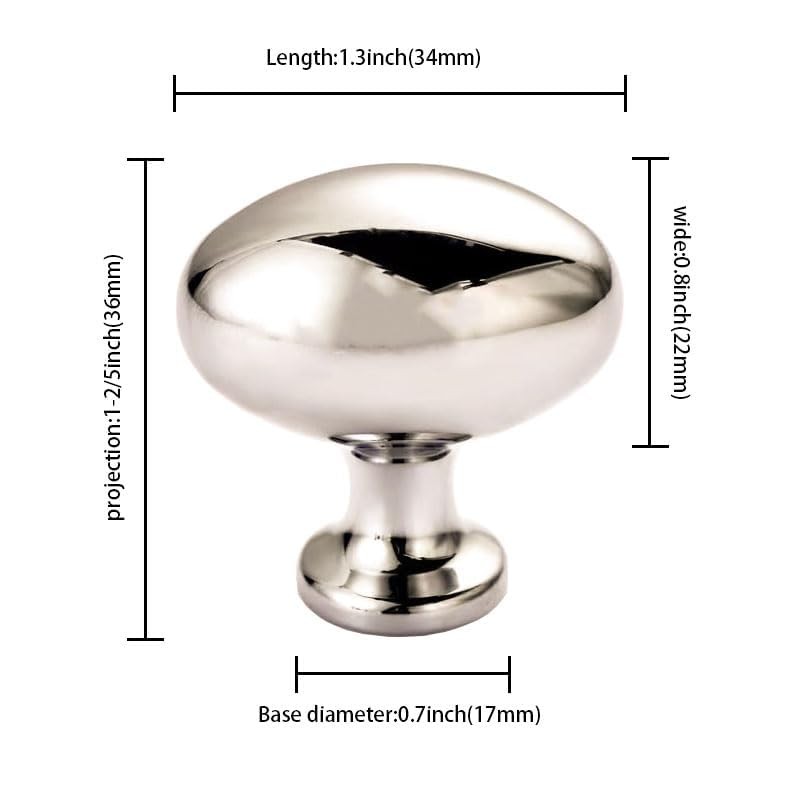 khtumeware 10 Pack 1-3/8 inch(35mm Polished Nickel Cabinet Knobs Dresser