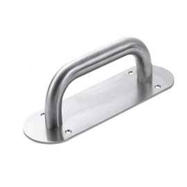 Sliding Door Handle, Tiberham Heavy Duty Stainless Steel Pull Push Door Handles with Back Plate, Gate Handle Toilet Door Pull Plate Wooden Cabinet Cupboard Handle Hardware (200 x 65 mm, Round)