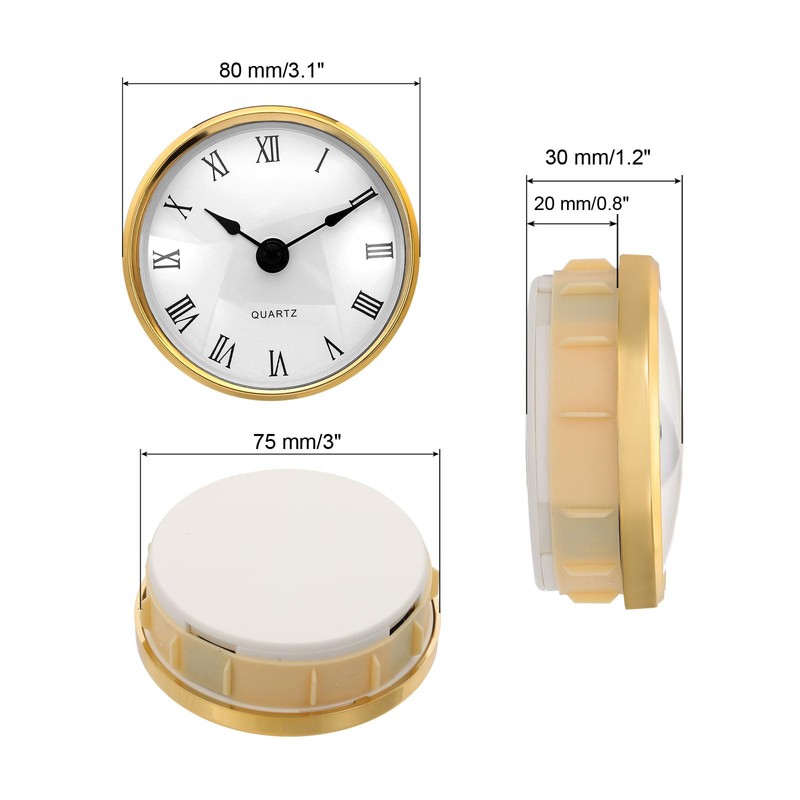 PATIKIL 80mm Quartz Clockwork Wall Clock, Silent Roman Numerals Mantel