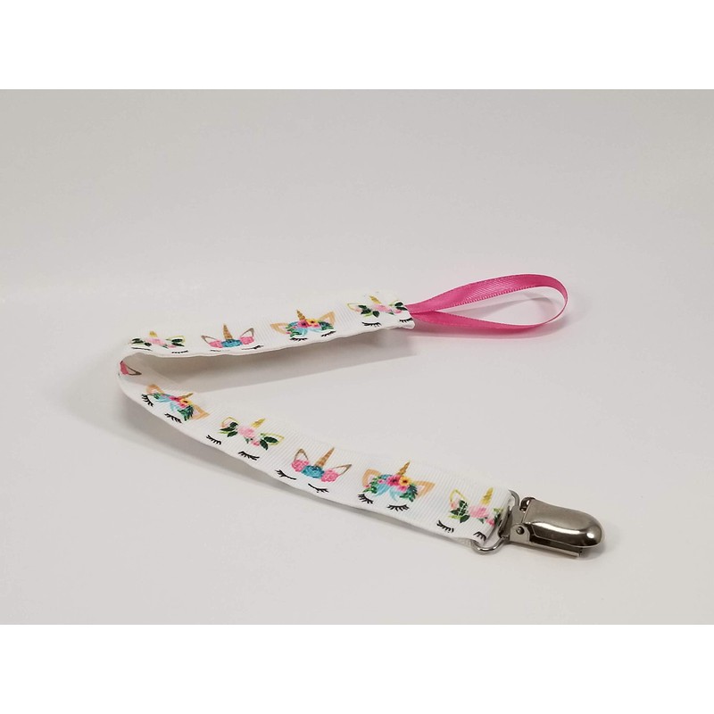 Unicorn Faces Pacifier clip/teething toy clip