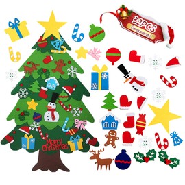 ANTFEES 3.2 FT DIY Felt Christmas Tree Set for Kids Toddlers Wall with 32pcs Ornaments, Xmas Gifts, Door Wall Hanging Decorations
