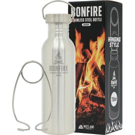 Vastland Bonfire, Stainless Steel Bottle, Direct Fire, Camping, Hot Water Bottle, Includes Hanger for Bottles, Silver, 25.5 fl oz (750 ml)